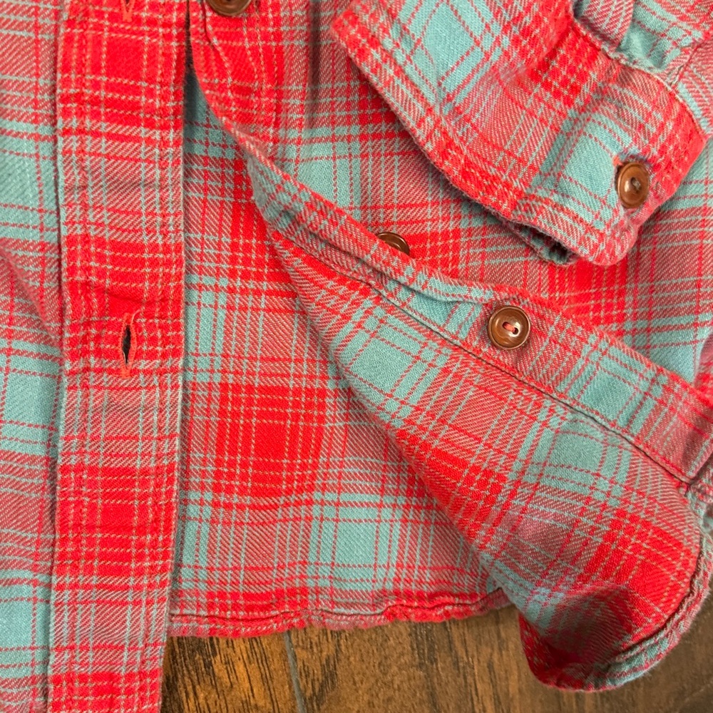 Filson Seattle Button Down Flannel Shirt red & blue Sz Large (Q1) - Picture 5 of 7